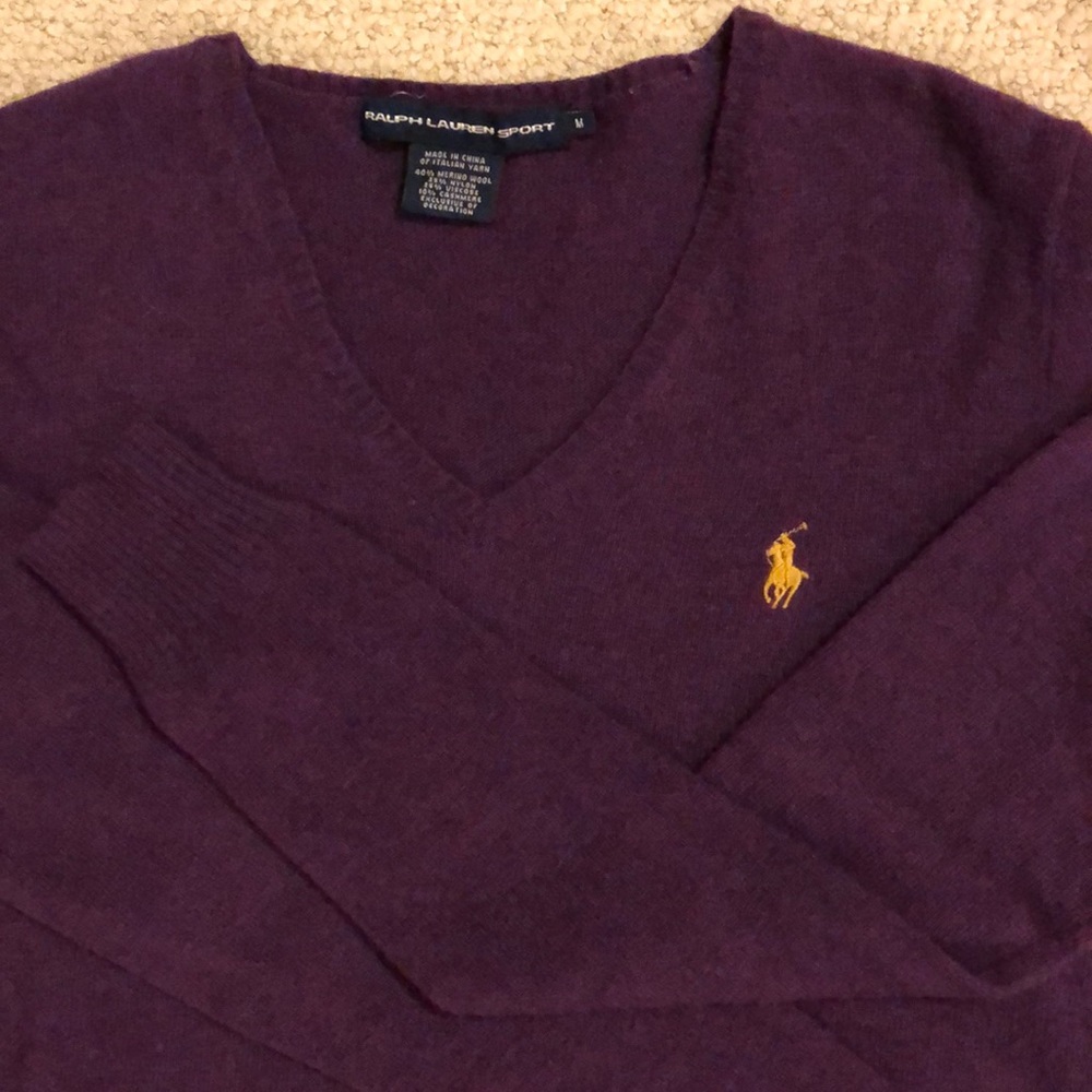 RL Sport 100% Cashmere V- neck Sweater